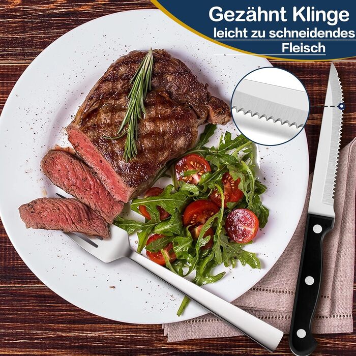 Набір столових приборів Herogo 36-piece (36 шт.) для 6 осіб: набір столових приборів з нержавіючої сталі з ножами для стейку, виделки, ложки для дому, ресторану, безпечний для миття в посудомийній машині (квадратний)