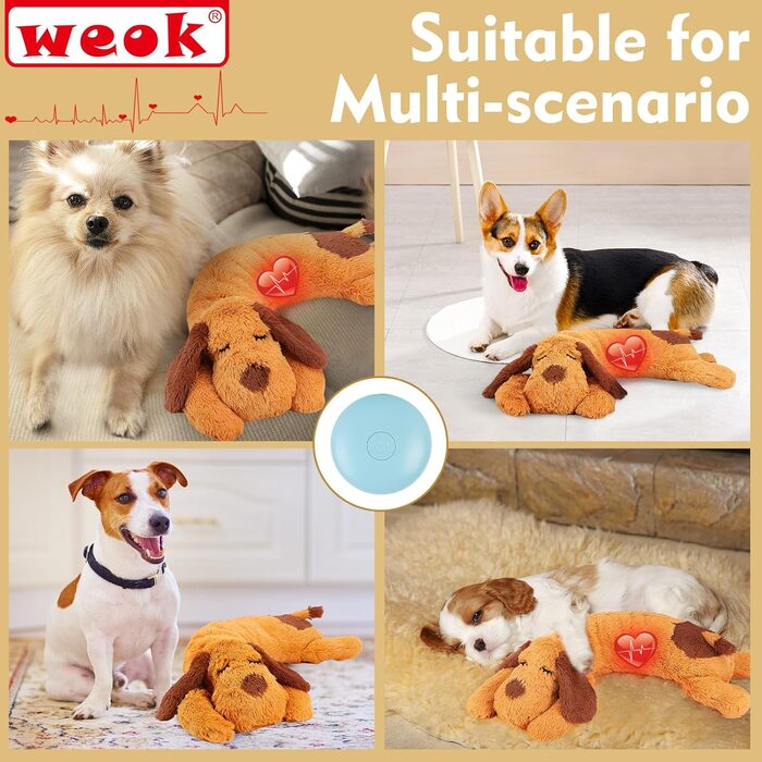 Heartbeat Puppy Toy – Comfort Cuddle Pillow, to Relieve Anxiety, Soothing Aid, Heartbeat Toy for Dogs, Puppy Heartbeat Toy, Sleep Aid