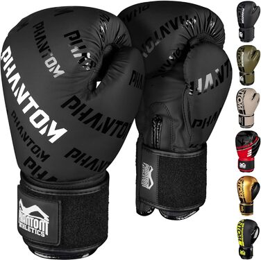 Боксерські рукавички Phantom Apex | MMA, тайський бокс | Чоловічі (Velcro, чорний, 14 Oz)