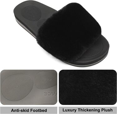 Тапочки халатні жіночі COFACE з хутром, теплі домашні сліпони, чорні, 39 EU