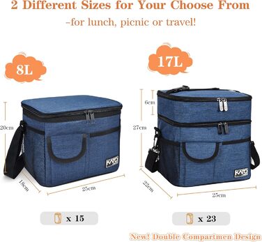 Термосумка Kato Tirrinia 17L для пікніка та подорожей (23 банки), темно-синя