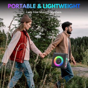 Караоке машина HWWR з 2 бездротовими мікрофонами, портативна Bluetooth 5.3 акустика з RGB-підсвіткою, PA-система для вечірок, Partybox, TWS, чорний