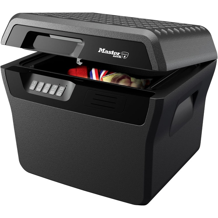 Сейф Master Lock вогнестійкий та водонепроникний з ключем, потрійний захист - від пожежі, води та авіаперевезень, 4.9L, 15.6 x 36.2 x 33 см, з ключем / 4.9L (комбінація / 18.5L)