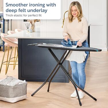 Замінний чохол та наповнювач для прасувальної дошки Minky Homecare Ergo Prozone, 121.9 x 38.1 см, чорно-синій