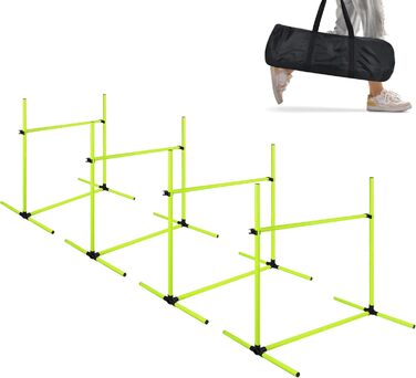 Набір для аджиліті для собак: перешкоди, стрілки для слалому, обладнання для тренувань. Регульована висота, 104x70x101 см, зелений