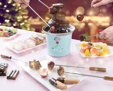 Шоколадний фонтан Bestron з 3 ярусами, 60 Вт, м'ятний колір, з функцією підігріву