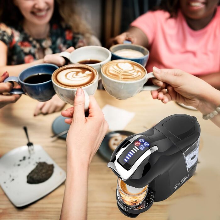 Кавомашина KOTLIE 5-в-1 для капсул, меленої кави та ESE (44 мм), чорна (EM-308A)