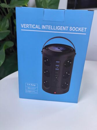 Багаторозеткова мережева панель Pluackg з 5 USB, 12 розеток, захистом від перенапруги, 2м кабелем, чорна