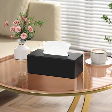 AITEE Acrylic Cosmetic Tissue Box: 25×13×9 cm Matte Black Tissue Box with Magnetic Cover for Dining Room, Bathroom, Bedroom, Office, Coffee Table, Car