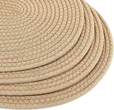 Fanquare Oval Woven Placemats Set of 6 Beige Cotton Rope Braided Placemats Heat-Resistant Washable Non-Slip Table Mats for Kitchen Dining Table, Home Decoration 30x40cm