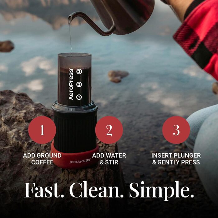 Портативна кавоварка AeroPress Go 3-в-1 для подорожей і кемпінгу, прес-френч, пуровер, еспресо, насичена кава без гіркоти, комплект для кави, сіра