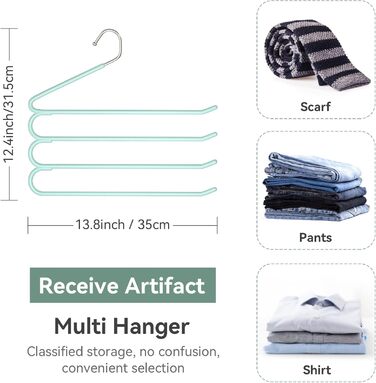 Набір вішалок для штанів, джинсів, краваток та шарфів, нержавіюча сталь, протиковзкі, економія місця (3 шт.), чорний (зелений)