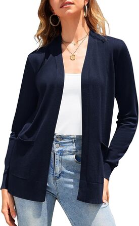 Жіночий кардиган-світер з довгим рукавом, м'який в'язаний жилет з кишенями (S-3X)