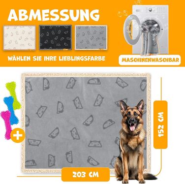 Водонепроникний плед для собак Lovpet® з флісу, плед для тварин, плед для котів + 3 іграшки-гризунки, для собак маленьких та середніх порід, котів, 127 x 101 см, L, ручне прання, двосторонній захист дивану (XXL (203 x 152 см), сірий)