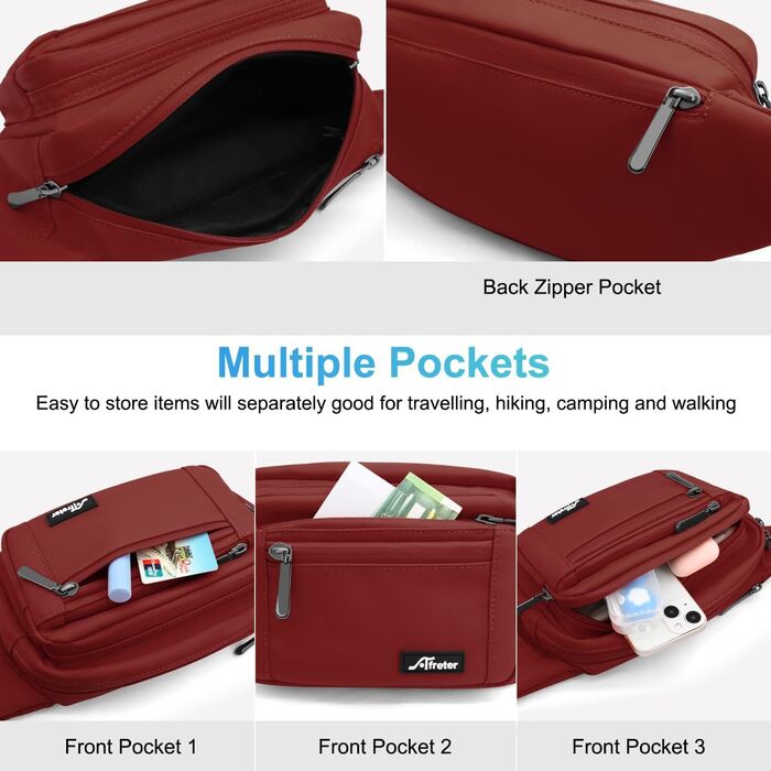 Чоловіча/Жіноча поясна сумка на пояс, водонепроникна, з тримачем для пляшки, для туризму, прогулянок з собакою, активного відпочинку (A-темно-червоний)