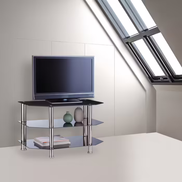 Relaxdays TV Table Black Glass