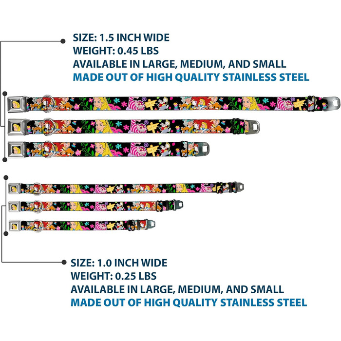 Нашийник для собак Buckle-Down Alice in Wonderland - 2.5 см, розмір 22-38 см