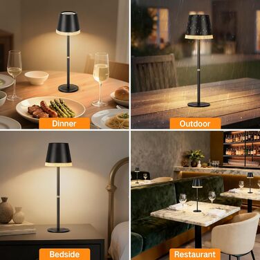 Світлодіодний настільний світильник OUTON з акумулятором, USB-C, 4000mAh, 3 режими освітлення, димування, сенсорне управління, чорний (2 шт)