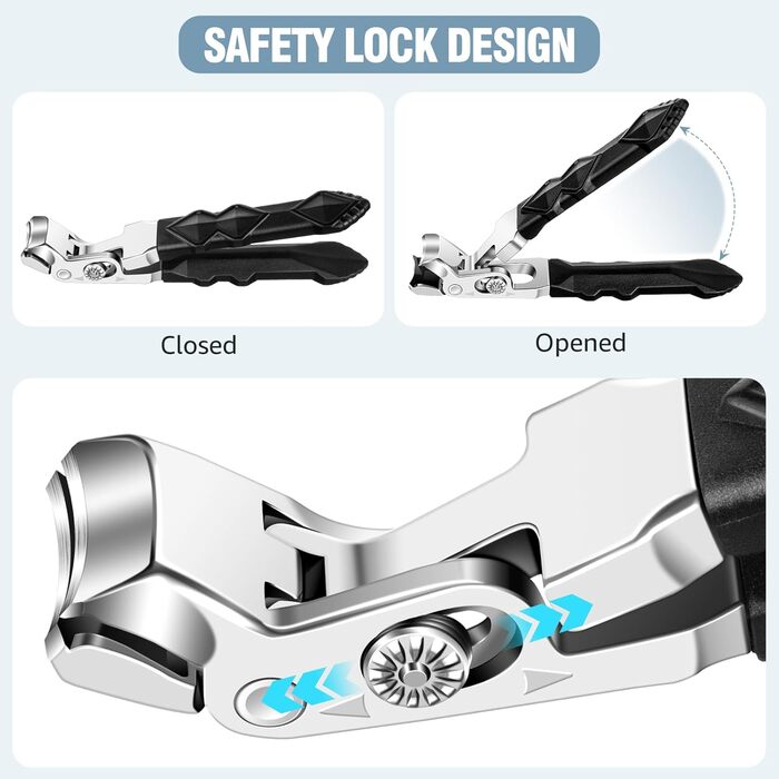 Кусачки для нігтів для літніх людей з товстими нігтями, кутовий наголовок, широкі кусачки для великих пальців ніг, широке захплення, кусачки для товстих пальців ніг, гострі кусачки для чоловіків/жінок (чорні кусачки для нігтів)