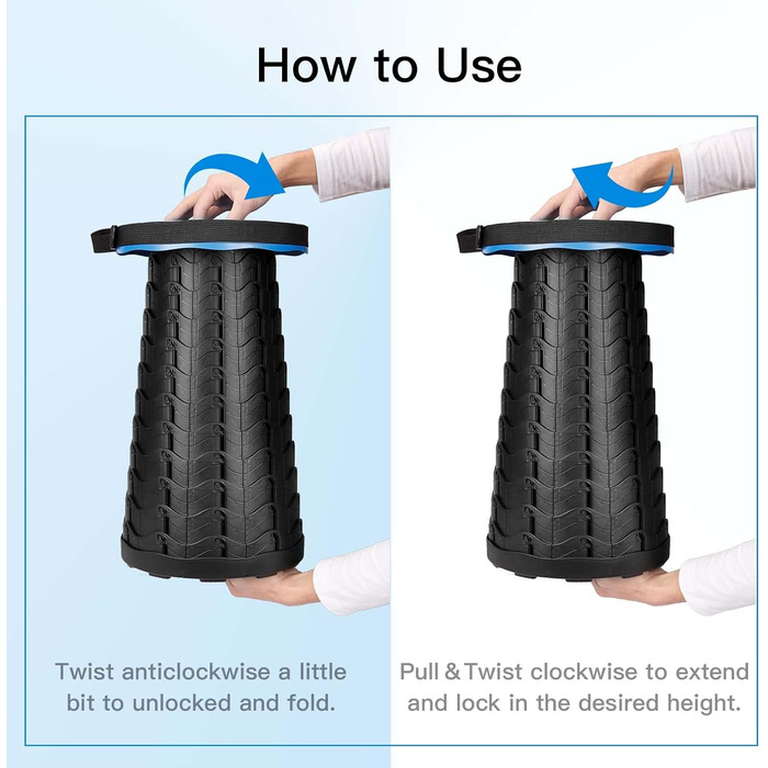 Складний туристичний стільчик-телескоп, 397Lb, блакитний. Легкий, стабільний, регульований по висоті. Для кемпінгу, риболовлі, пікніка, відпочинку вдома та подорожей.