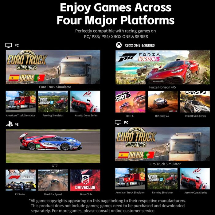 PXN V9 Gen2 Руль для ПК з педалями та перемикачем передач, 270/900° оберт, Магнітний енкодер, Датчик Hall Effect, сумісний з PC, PS4, Xbox One, Xbox Series X|S