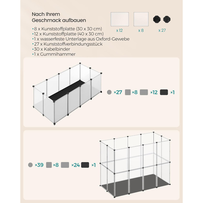 Клітка для дрібних тварин SONGMICS LPC012W01 з піддоном, біла, 143 x 73 x 46 см