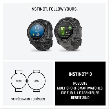 Розумний годинник Garmin Instinct 3 50mm AMOLED – GPS, Multisport, Health Coach, Чорний