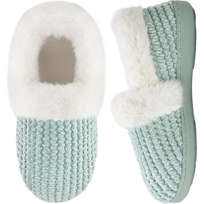 Тапочки жіночі теплі на пам'яті, зимові, розмір 36-43 EU, 38/39 EU, м'ятно-зелені