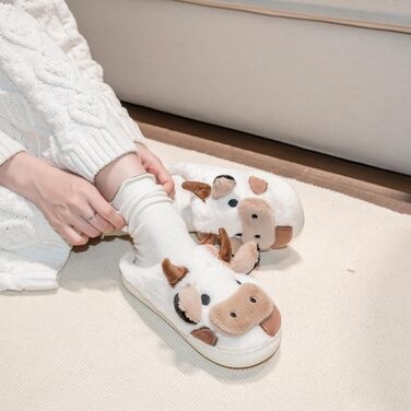 Тапочки-корови: м'які, плюшеві, зимові. Унісекс, для жінок та чоловіків. Білі та коричневі, розмір 38/39 EU