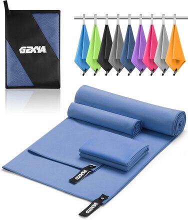 Набір рушників з мікрофібри GZXYA (3 шт.): великий (180x60 см) + 2 маленьких (80x40 см), швидковисихаючі, для спорту та відпочинку