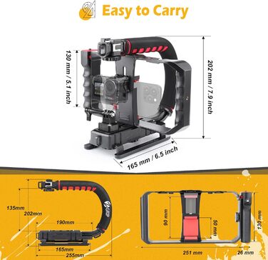 Стабілізатор Zeadio Tripel Zubehörschuh з ручкою для смартфона: для камер, екшн-камер та DSLR
