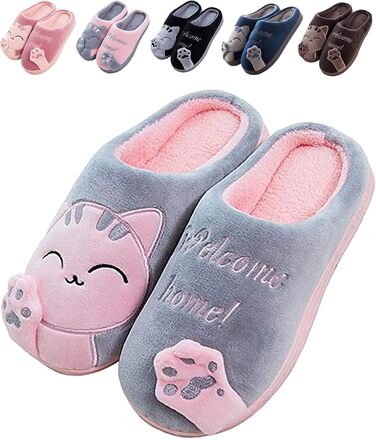 JACKSHIBO Теплі плюшеві тапочки для дому (зимові) - чоловічі/жіночі, унісекс, сірі (38/39 EU)