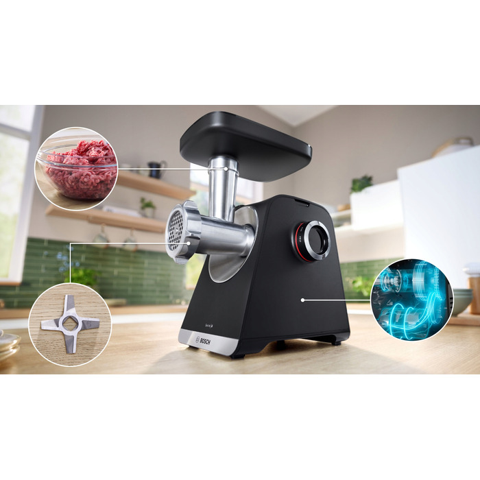 М'ясорубка Bosch Serie 6 MFWS640B, 2100 Вт, реверс, 2 швидкості