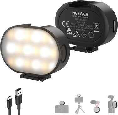 NEEWER RGB LED панель для відеозйомки, 8W, 2700K–7500K, портативна, з регулюванням кольору, CRI 97, 4000mAh, металева, для DSLR, стрімінгу, відеозйомки