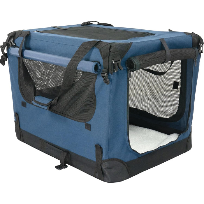 Foxdevil Складана переноска для собак та котів середніх розмірів – переноска для тварин у машину та в дім (M, Синій)
