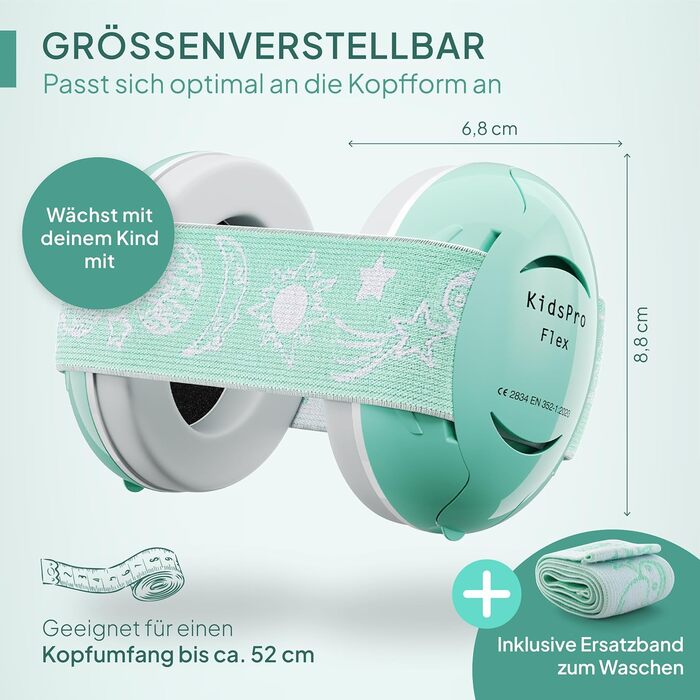 Senner® KidsPro Flex: навушники шумозахисту для дітей та немовлят, преміум-якість, блакитний колір