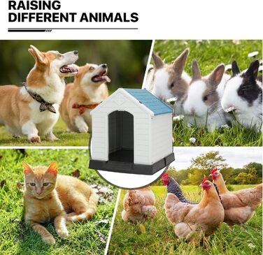 MoNiBloom Будка для собак: ізольована, водонепроникна, для будь-яких розмірів, з вентиляцією та піднятим дном, для дому та вулиці, пластик, легка збірка