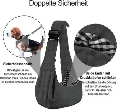PetLoft Сумка-переноска для собак, реверсивна, регульована, Cross-Body Carrier для собак/котів/кроликів (темно-сірий)