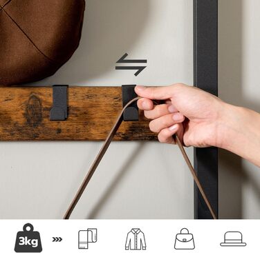 HOOBRO Coat Rack, Wardrobe, Clothes Rack with 6 Pockets and 9 Hooks, Shoe Shelf with Seating, Bench, Ample Storage Space, for Entryway, Living Room, Vintage Brown-Black EBF24MT01