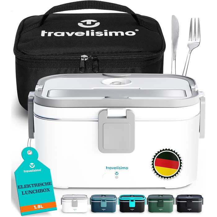 Electric Lunch Box 80W Thermo Lunch Box for Keeping Food Hot, 1.8L Heat Box 3-in-1 Food Warmer, Food Warming Box for 12V/24V/220V, for Work, Car, Truck Electric Lunchbox, Heat Box