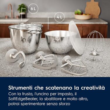 Тістоміс Electrolux EKM5570 з нержавіючої сталі, 1200 Вт, 10 швидкостей, з вінчиком та кришкою, Black Pearl