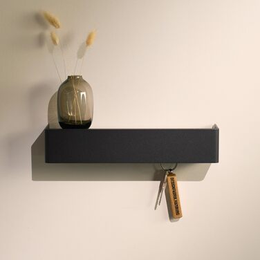 Ключниця настінна Designfabrik Hamburg: сучасний органайзер для ключів з полицею, металевий тримач для ключів у мінімалістичному дизайні для передпокою та коридору, чорний колір