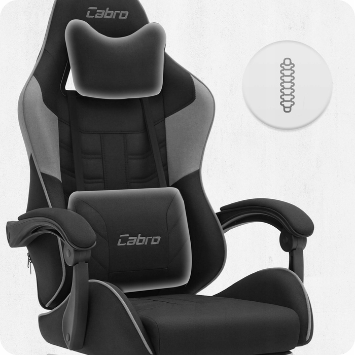 Ігрове крісло Cabro C501, чорно-сіре, тканина