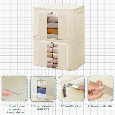Органайзери для зберігання постільної білизни та одягу 2 шт. - Складані коробки для шафи та гардеробу (Сірий-24L, Хакі-100L)