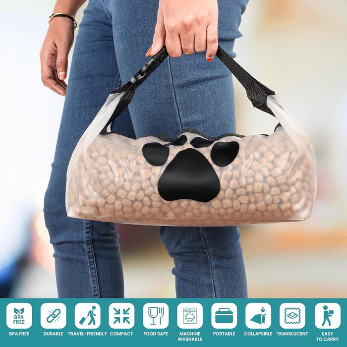 Набір мішечків для зберігання корму для собак BELLE VOUS (2 шт.) - сумка для корму, дорожній миска для собак, аксесуари для подорожей з собакою, складаний миска для корму та печива