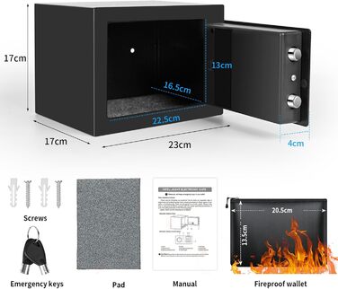 Міцний сейф Tresor Klein з кодовим замком, електронний настінний сейф Vankarr для дому, готелю, офісу, дітей, зберігання грошей, 23*17*17 см