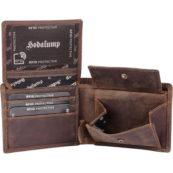Hodalump Genuine Leather Wallet • Wallet for Women and Men with RFID Protection • Cardholder with Coin Pocket