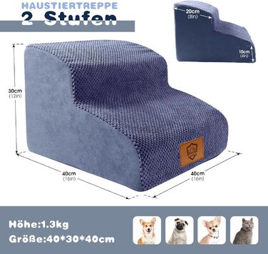 Сходинки для собак маленьких порід, 3 сходинки, 40 см, чорного кольору. Зручні та миючіся, з неслизьким покриттям для ліжка та дивану.