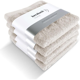Рушники Herzbach Home Premium, 50 x 100 см, 4 шт. (пісочний колір) – 100% бавовна, преміум-якість
