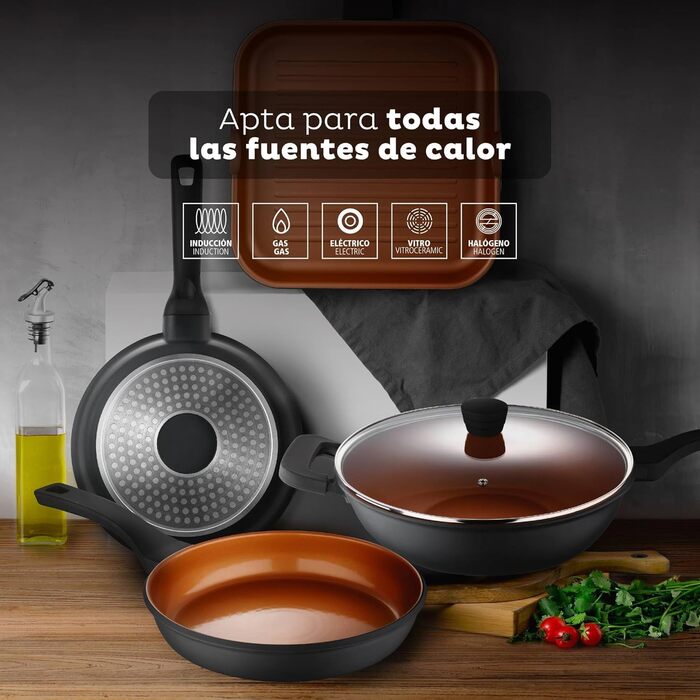 Сковорода San Ignacio Bronze 28x28 см з антипригарним покриттям, литий алюміній, для всіх типів плит